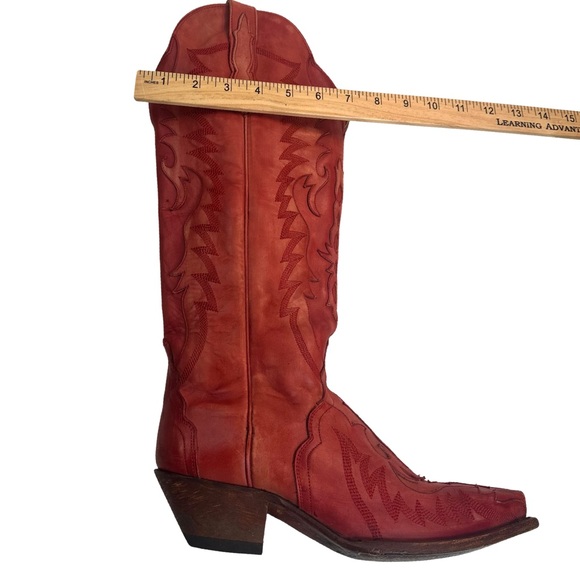 DAN POST WOMEN’S WESTERN HALLIE LEATHER BOOT COLOR: RED SIZE: 9 COWGIRL - Picture 10 of 16